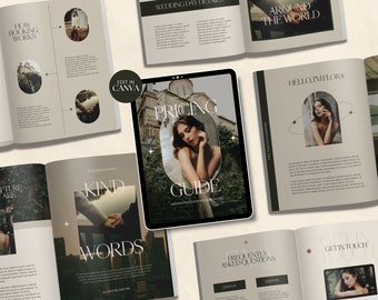 Fleurdelise | CANVA Modern Wedding Photography Pricing Guide Magazine Template Photographer Brochure Editable Elopement Welcome Booklet