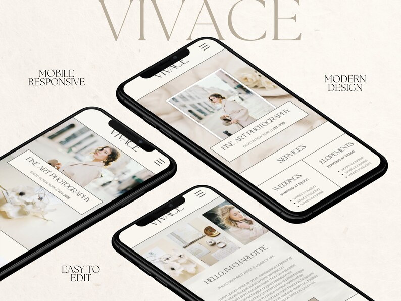 Wix Website Template für Fine Art Hochzeitsfotograf, Modernes Website-Design, Fotografie Website, Kreatives Wix Webdesign Bild 6
