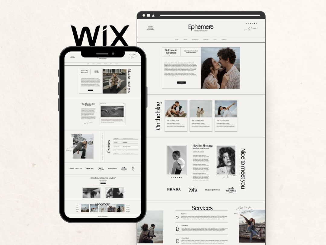 Wix Website Template for Wedding Photographer, Modern Editorial Website ...