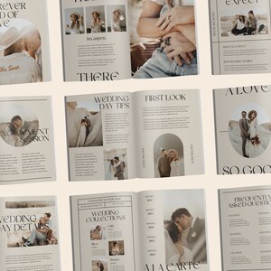 Pu&ograve; includere: Una guida alla fotografia di matrimonio con un'estetica rustica. La guida include informazioni sulle sessioni di fidanzamento, consigli per il giorno del matrimonio, foto del primo sguardo e domande frequenti. La guida presenta anche una variet&agrave; di collezioni di matrimoni.