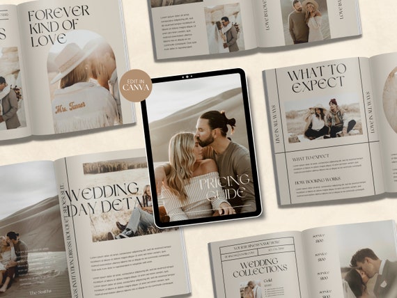 Aspen | CANVA Modern Wedding Photography Pricing Guide Magazine Template Photographer Brochure Editable Elopement Welcome Guide Booklet
