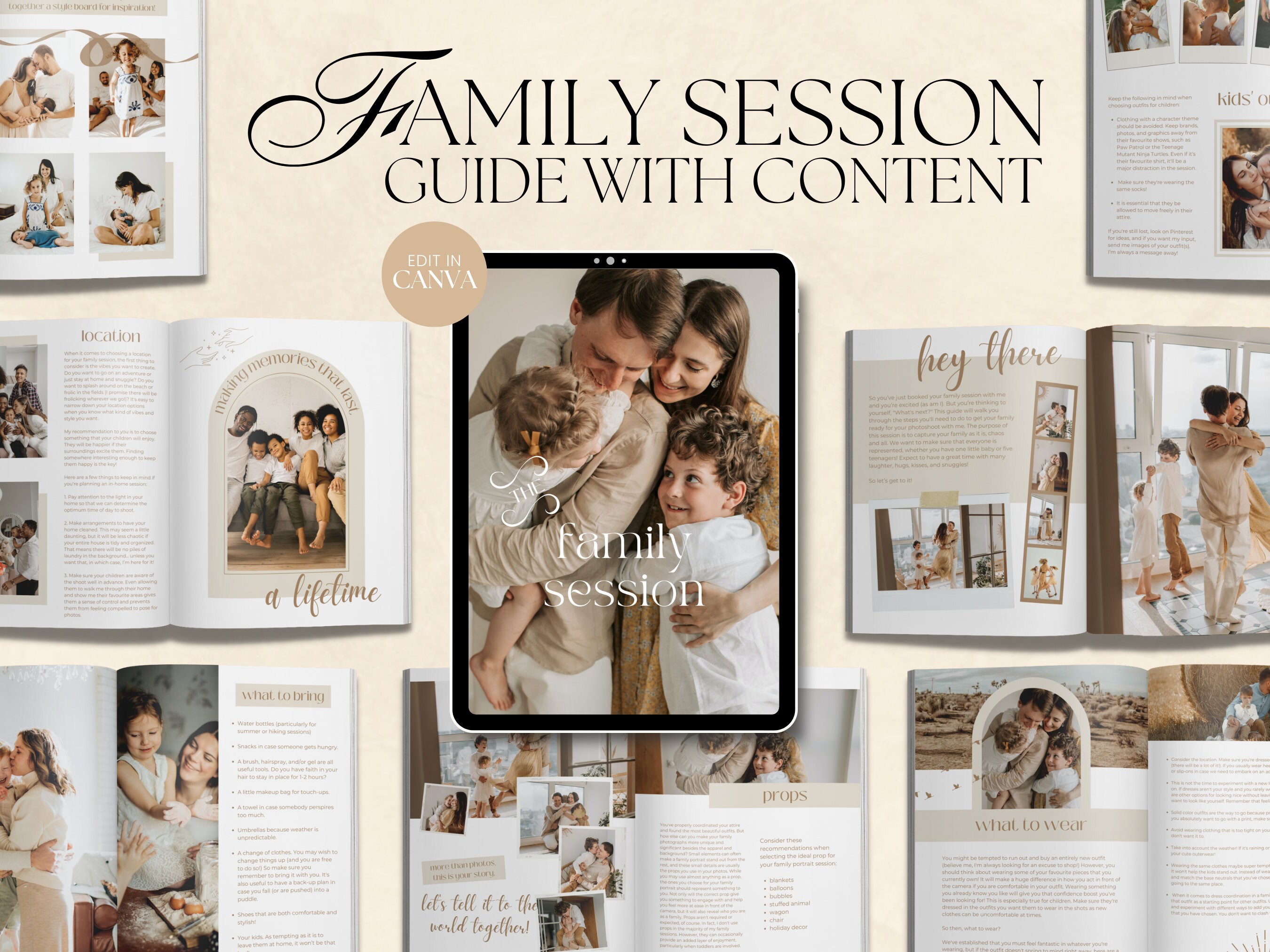 CANVA Boho Family Session Client Guide With Content 