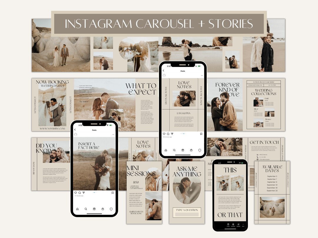 CANVA Modern Instagram Bundle Pack for Photographer, IG Post Carousel ...