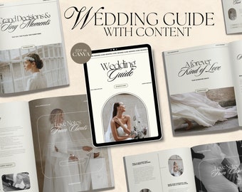 CANVA Modern Wedding Photography Client Guide with Content, Pre-written Welcome Guide, Editable Elopement Magazine Template with Copy