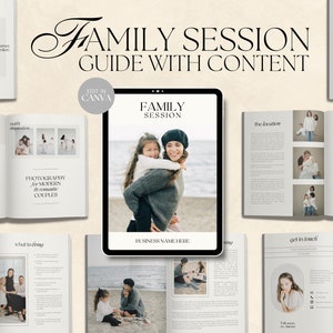 CANVA Modern Family Session Client Guide with Content, Pre-written Welcome Guide, Editable Photographer Guide with Copy, Magazine Template