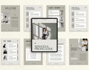 Guida ai prezzi per i gestori di social media, listino prezzi dei servizi SMM, pacchetti di gestione dei social media, listino prezzi, kit aziendale, modello Canva