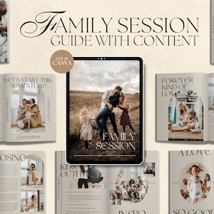 CANVA Modern Family Session Client Guide with Content, Pre-written Welcome Guide, Editable Photographer Guide with Copy, Magazine Template