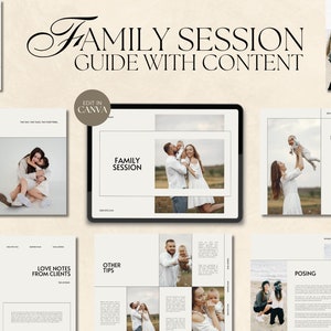 CANVA Modern Family Session Client Guide with Content, Pre-written Welcome Guide, Editable Photographer Guide with Copy, Magazine Template