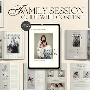 CANVA Modern Family Session Client Guide with Content, Pre-written Welcome Guide, Editable Photographer Guide with Copy, Magazine Template