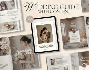 CANVA Modern Romantic Wedding Photography Client Guide with Content, Pre-written Welcome Guide, Elopement Magazine Template with Copy