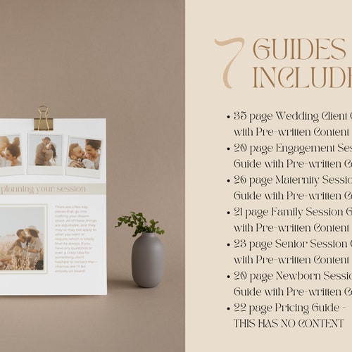 CANVA Photography Guide Bundle, Boho Pre-written shops Client Guides, Wedding Engagement Family Maternity Senior Newborn Session, Pricing Guide