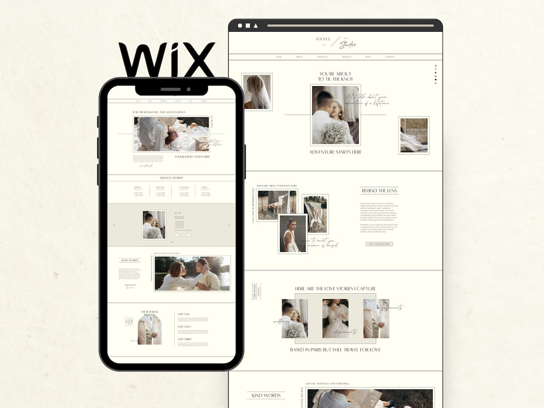 Wix Website Template for Wedding Photographer, Modern Editorial Website ...