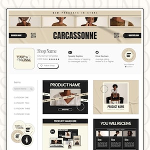 Etsy Shop Kit Bundle, bearbeitbare Canva, Etsy Shop Banner Vorlagen, Produktlisten Fotos Mockup, Etsy Store Modernes Branding Kit, Etsy Verkäufer