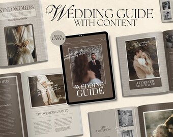 CANVA Modern Editorial Wedding Photography Client Guide with Content, Pre-written Welcome Guide, Editable Elopement Magazine Template Copy