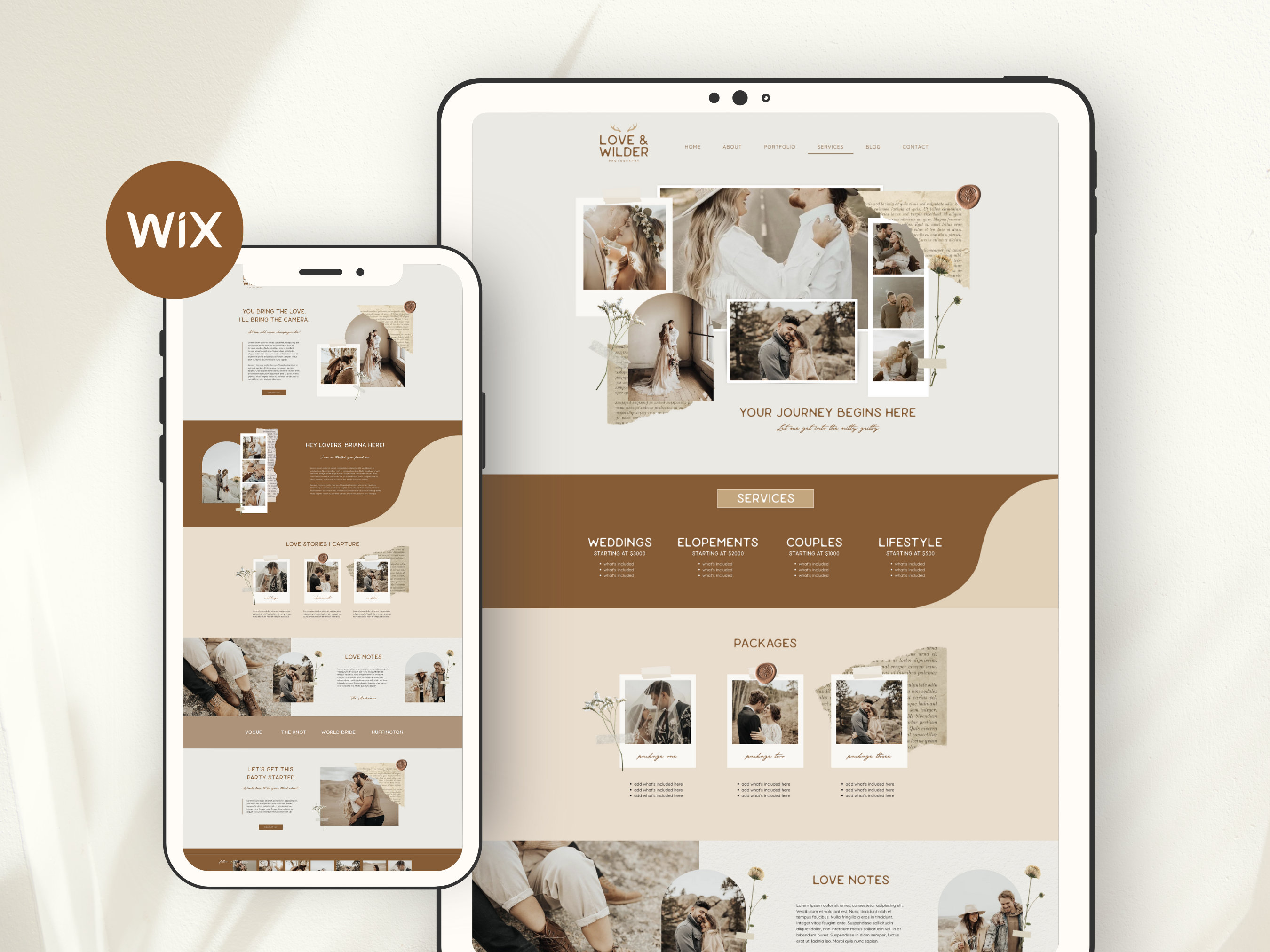 Wix Website Template for Wedding Photographer, Boho Website Design ...