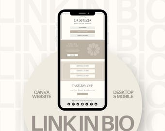 May include: A mobile phone screen displaying a website for La Spezia, a business based in Los Angeles. The website features a call to action to take 20% off with a code. The website also includes social media icons for Facebook, Instagram, Twitter, YouTube, Pinterest, and LinkedIn.