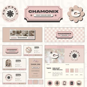 Canva Branding Kit Template, Modern Pink Branding, Editable Logo, Business Card, Email Signature, Thank You Card, Facebook Youtube X Cover