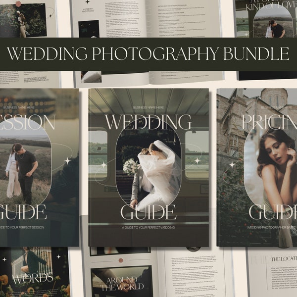 CANVA Photographer Guide Bundle, Modern Wedding Photography Welcome Guide with Content, Client Engagement Session Style Guide, Pricing Guide