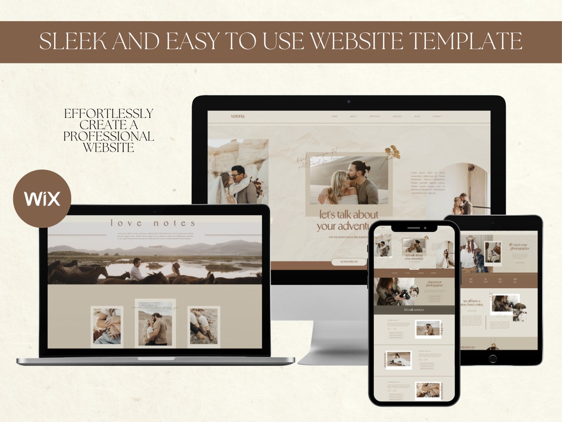 Wix Website Template for Wedding Photographer, Boho Website Design ...