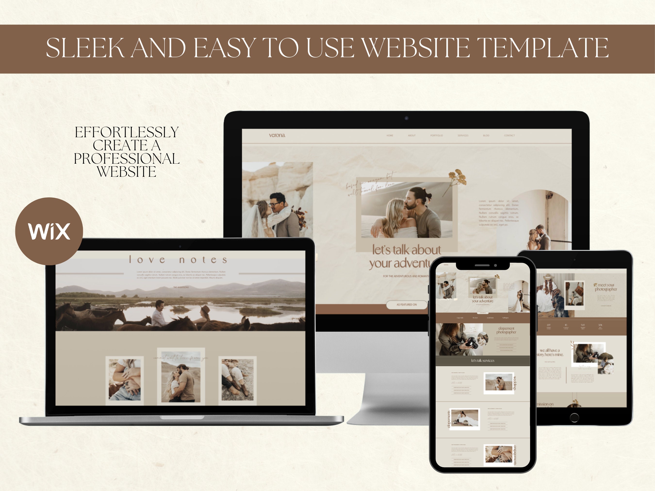Wix Website Template for Wedding Photographer, Boho Website Design ...