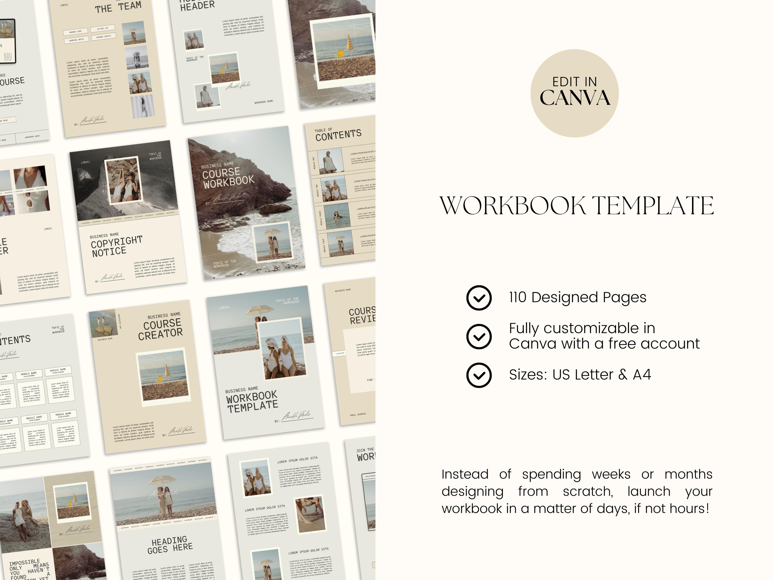 Canva Workbook Template for Coaches & Course Creators, Coaching Tools ...