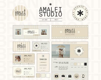 Canva Branding Kit Template, Modern Branding, Editable Logo, Business Card, Email Signature, Thank You Card, Facebook Youtube Twitter Cover