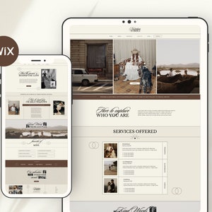 Wix Website Template for Wedding Photographer, Modern Editorial Brown ...