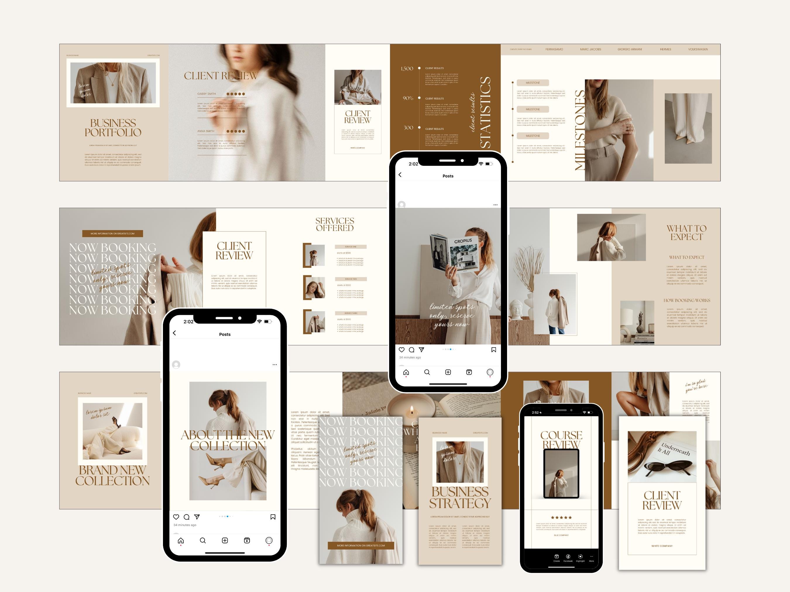 CANVA Boho Instagram Bundle Pack Small Business, IG Post Carousel & Stories, Engagement Booster, Seamless Marketing Slides, Social Media