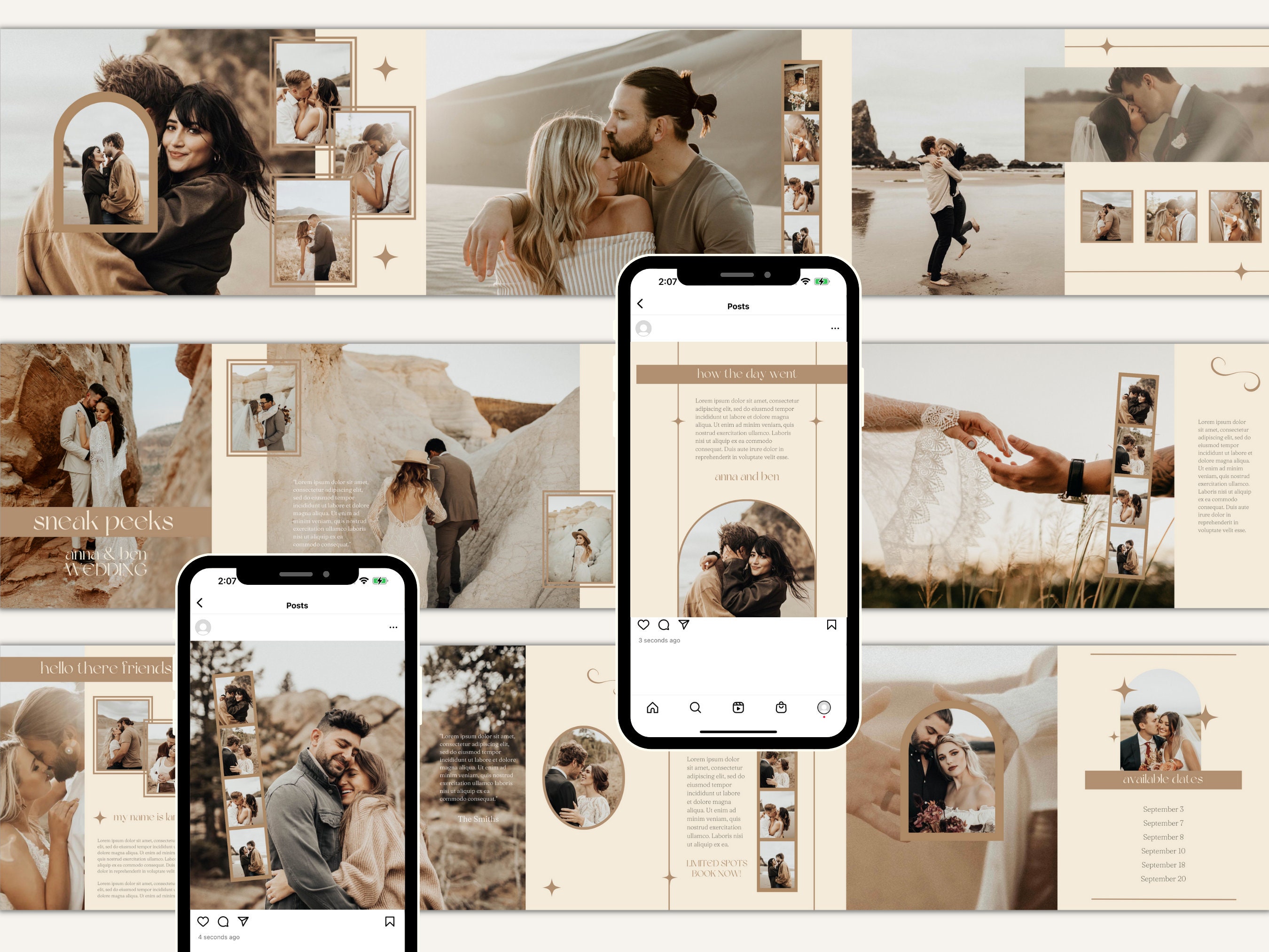 CANVA Boho Instagram Bundle Pack for Photographers, IG Post Carousel ...
