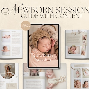 CANVA Boho Newborn Session Client Guide with Content, Pre-written Welcome Guide, Editable Photographer Guide with Copy, Magazine Template