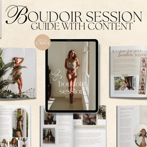 Guida per il cliente per sessione boudoir CANVA Boho con contenuti, guida di preparazione pre-scritta, guida di stile modificabile, modello di rivista con testo