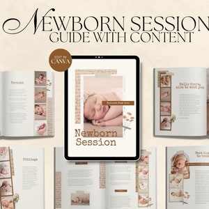 CANVA Boho Newborn Session Client Guide with Content, Pre-written Welcome Guide, Editable Photographer Guide with Copy, Magazine Template