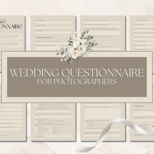 Wedding Photography Client Questionnaire Form, Canva Modern Editable Questionnaire, Photographer Business Form, Wedding Client Checklist