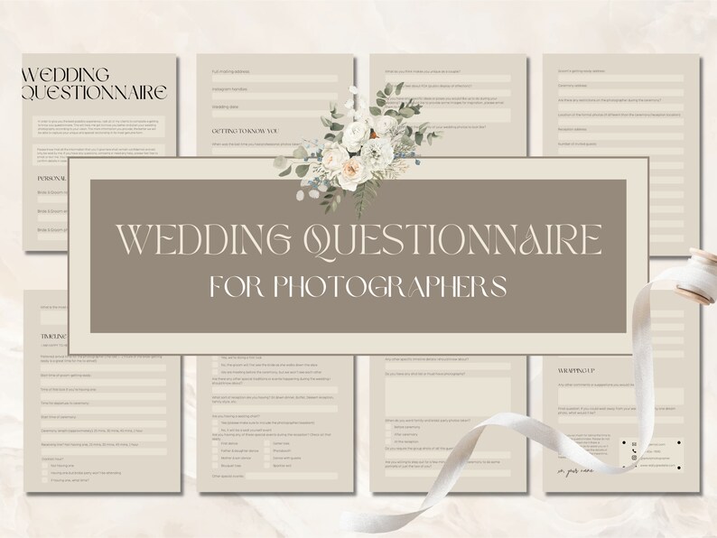 Wedding Photography Client Questionnaire Form Canva Modern Etsy
