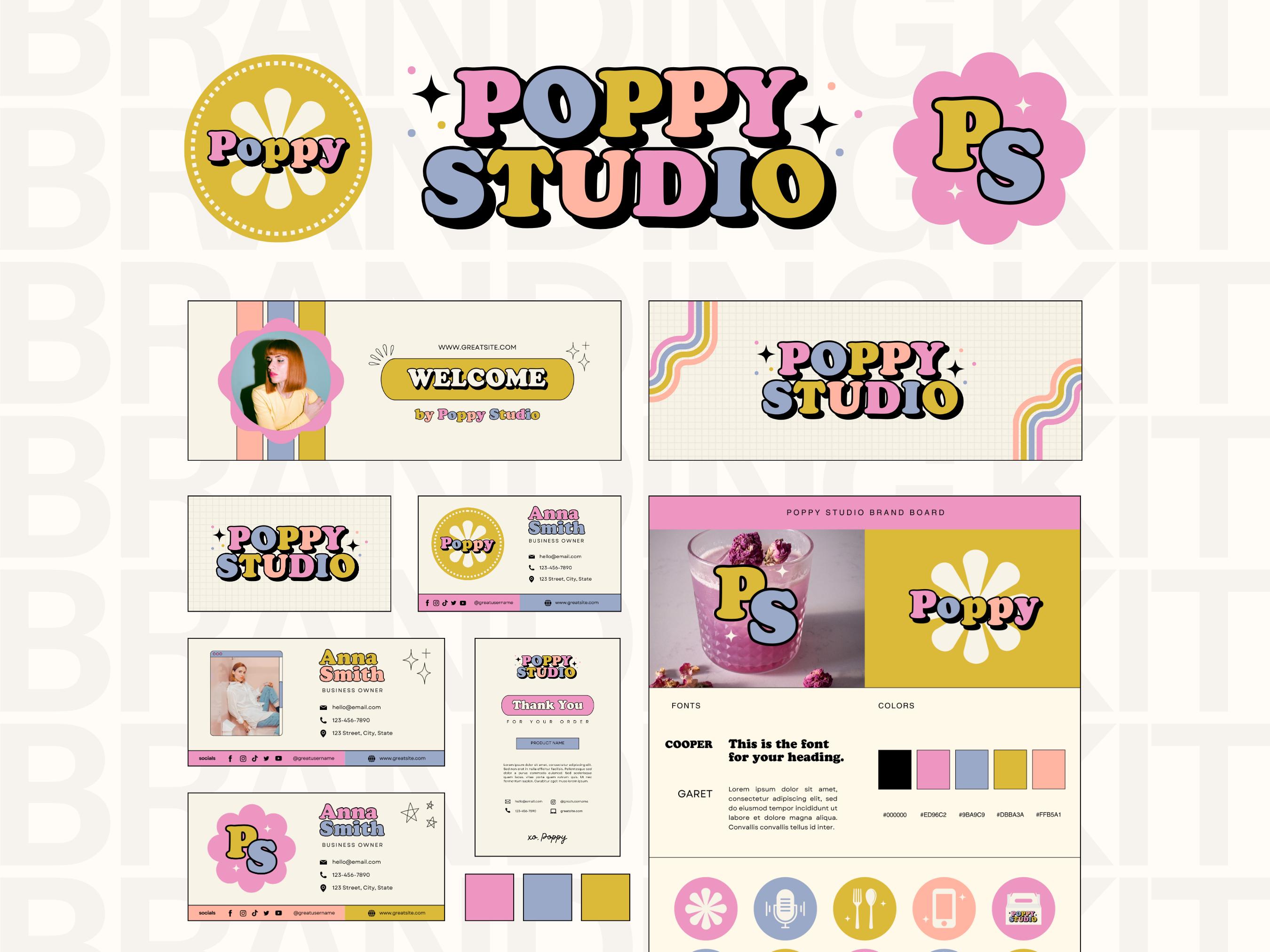 Canva Branding Kit Template, Colorful Retro Branding, Editable Logo ...