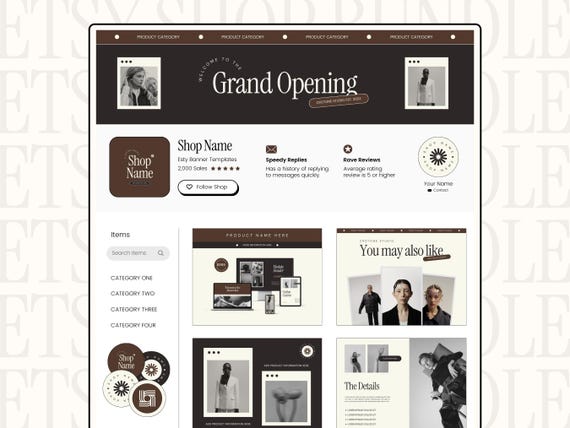 Etsy Shop Kit Bundle, Editable Canva, Etsy Shop Banner Templates, Product Listing Photos Mockup, Etsy Store Modern Branding Kit, Etsy Seller