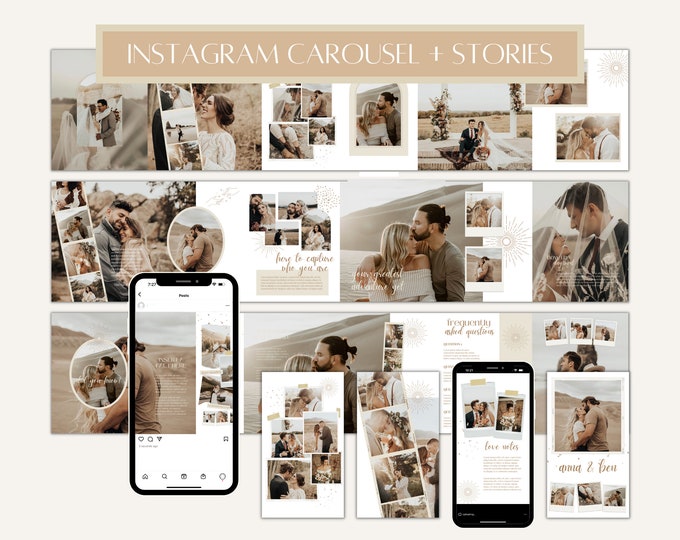 CANVA Boho Instagram Bundle Pack for Photographers, IG Post Carousel ...