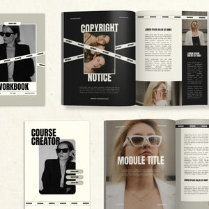 May include: A black and white workbook with the word "WORKBOOK" in bold white text. The cover features a black and white photo of a person wearing sunglasses and a black jacket. The image is surrounded by black and white police tape.