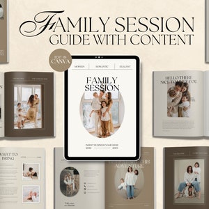 CANVA Modern Family Session Client Guide with Content, Pre-written Welcome Guide, Editable Photographer Guide with Copy, Magazine Template