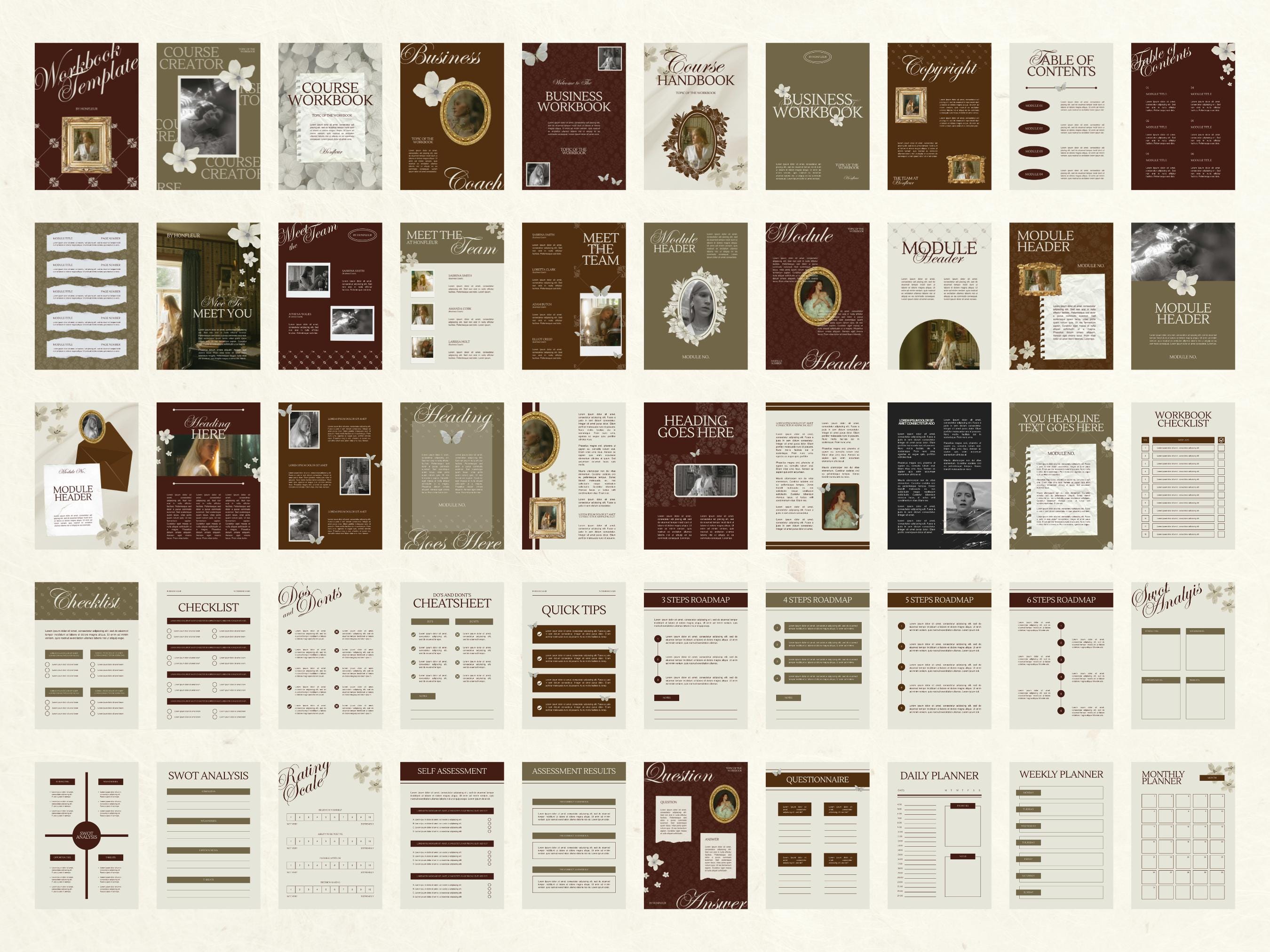 Canva Workbook Template for Coaches &amp; Course Creators, Ebook Worksheets, Floral Vintage, Modern ...