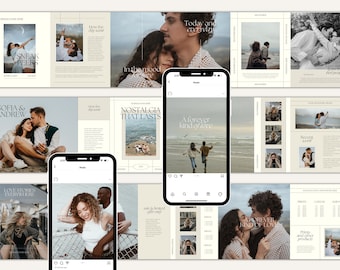 CANVA Modern Instagram Post Carousel, Editable IG Templates Photographer, Engagement Booster Puzzle, Seamless Marketing Slides, Social Media