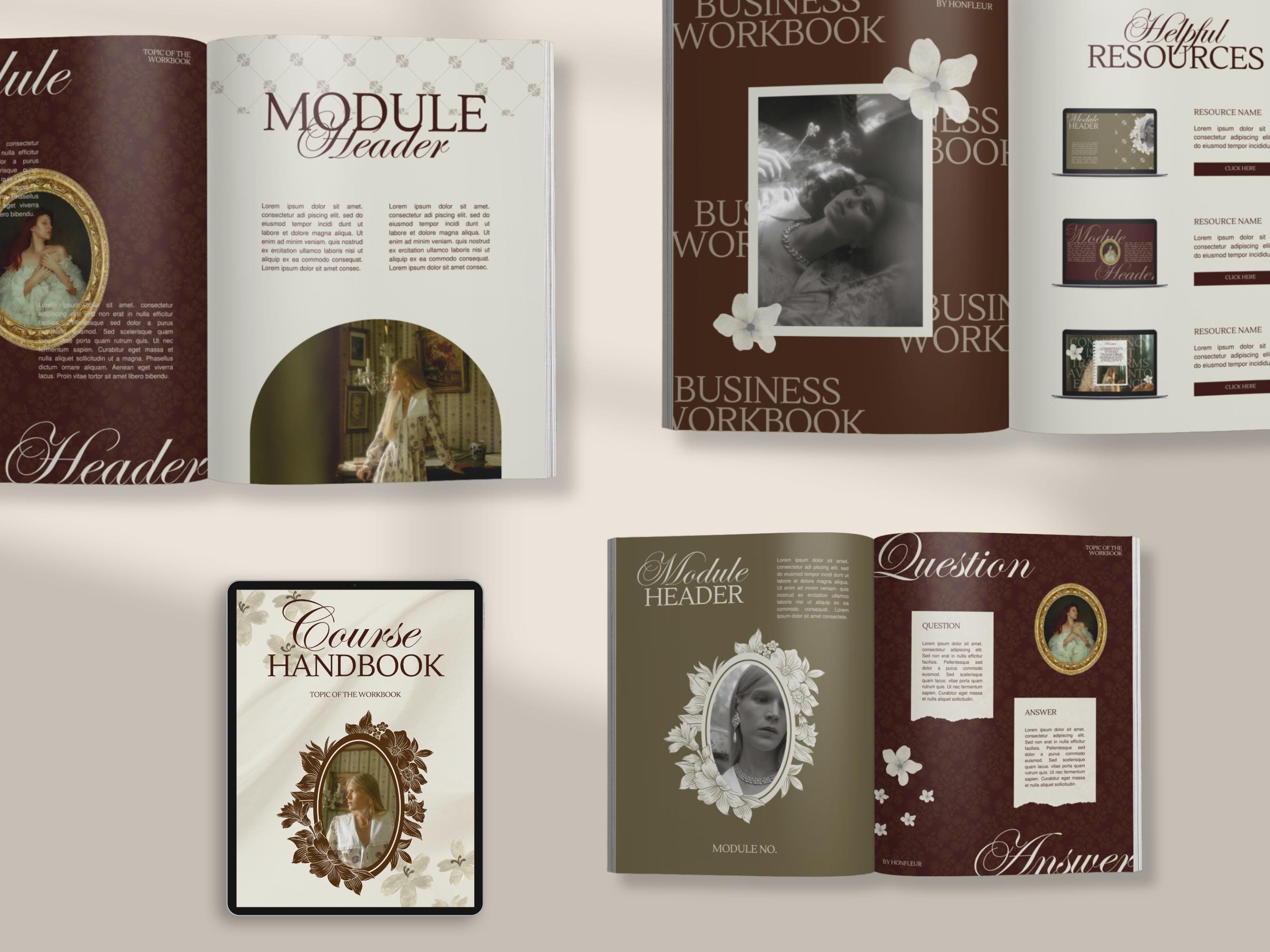 Canva Workbook Template for Coaches &amp; Course Creators, Ebook Worksheets, Floral Vintage, Modern ...