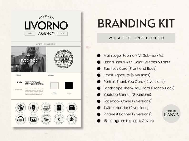 Canva Branding Kit Template, Minimalist Branding, Editable Logo ...