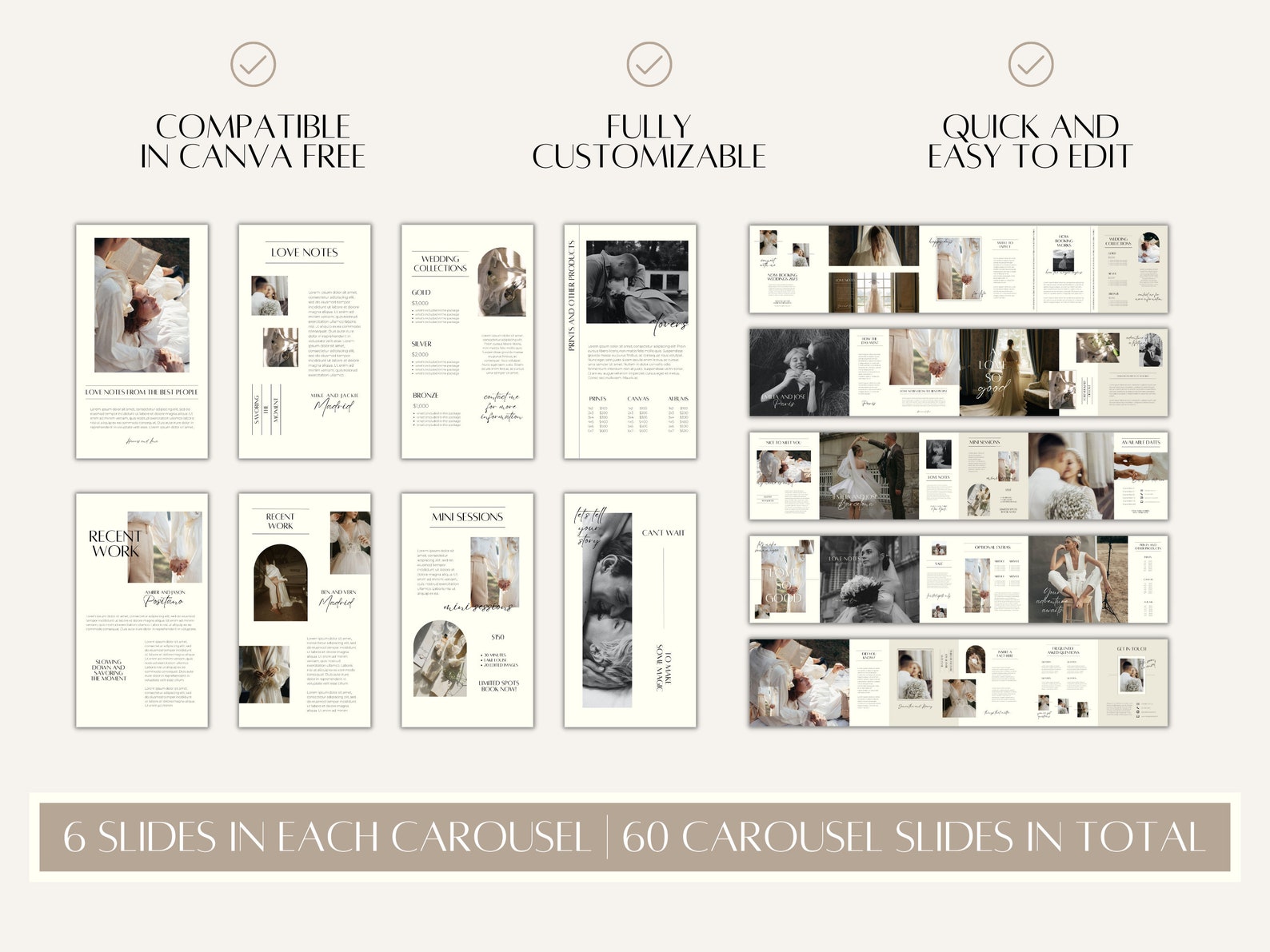 CANVA Modern Instagram Bundle Pack for Photographer, IG Post Carousel ...
