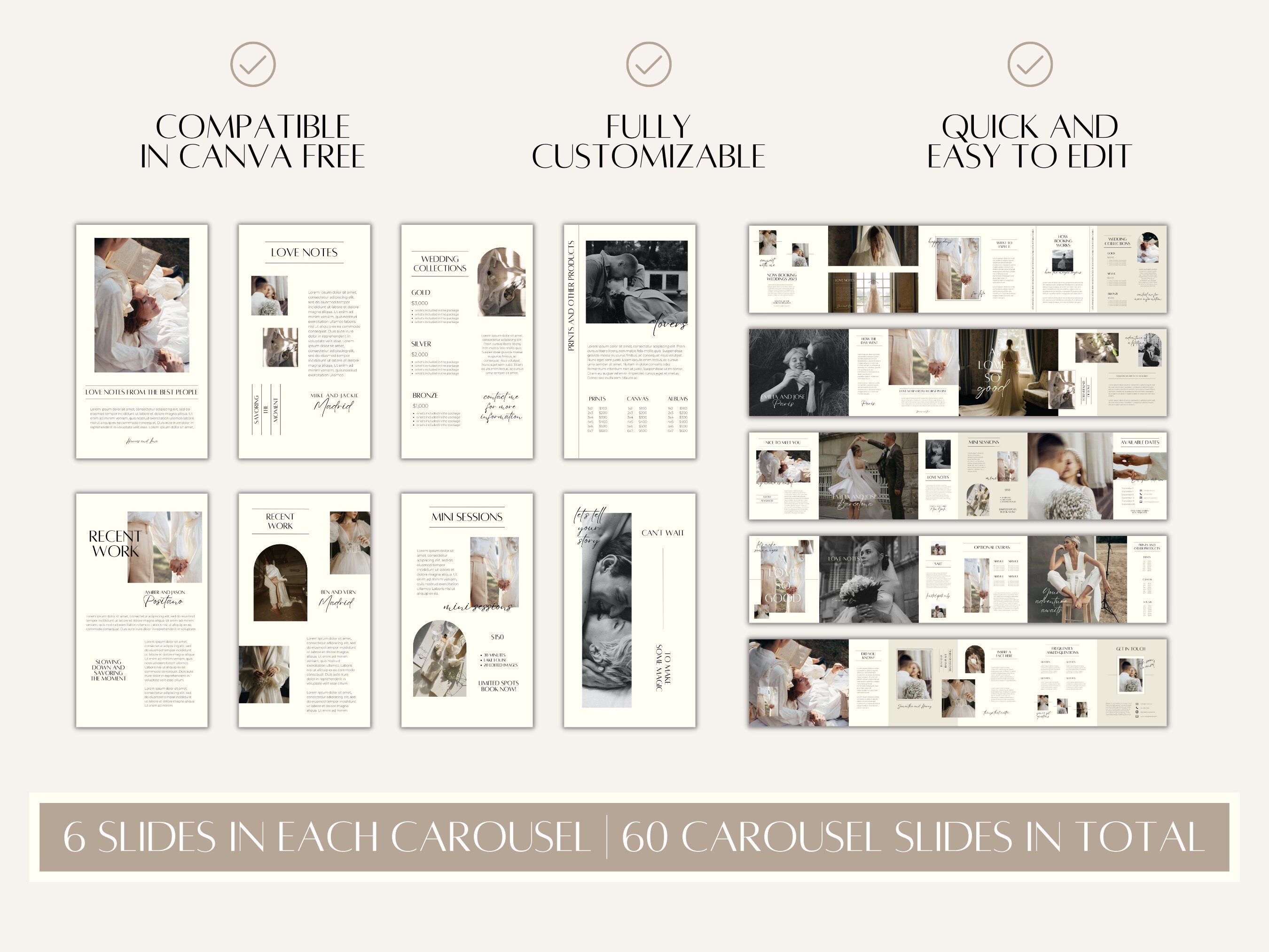 CANVA Modern Instagram Bundle Pack for Photographer, IG Post Carousel ...