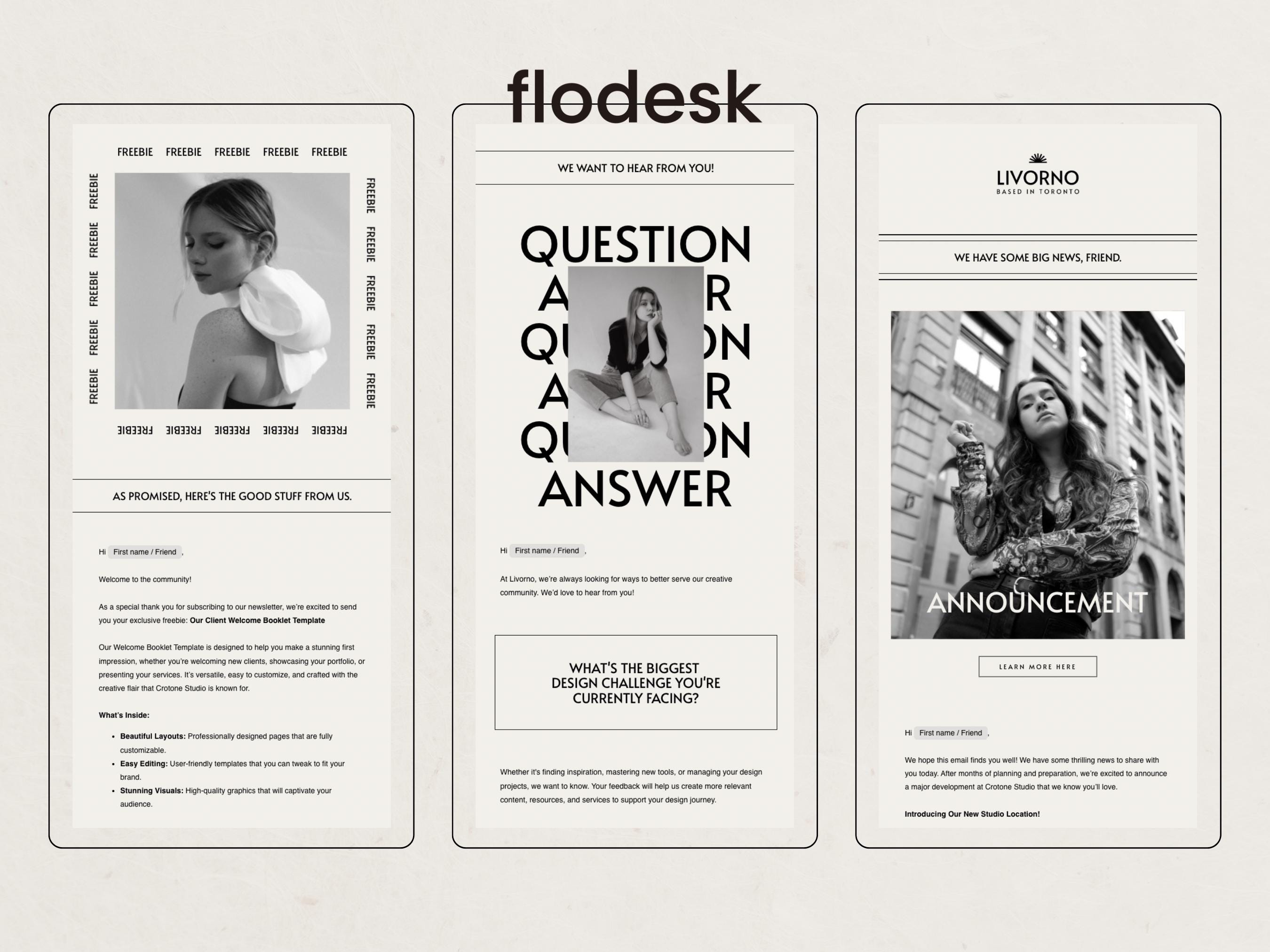 Newsletter Design Using Flodesk Flodesk Email Marketing Templates, Modern Editorial Newsletter Template ...