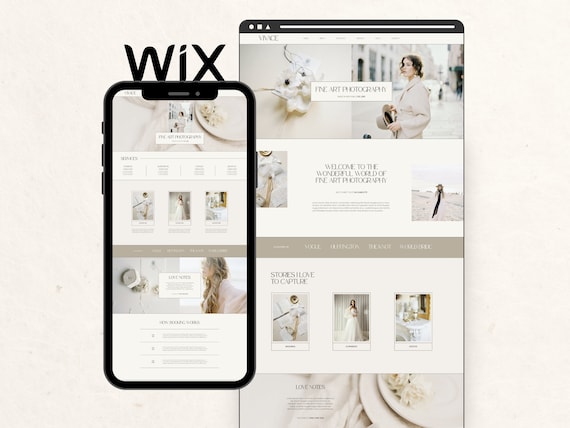 Wix Website Template for Fine Art Wedding Photographer, Modern Editorial Website Design, Photography Website, Creative Wix Web Design