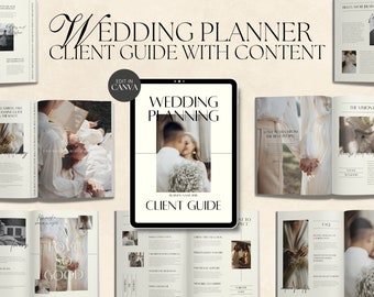 CANVA Modern Wedding Planner Client Pricing Guide with Content, Pre-written Welcome Guide for Wedding Planners & Coordinators, Book Template