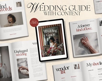 CANVA Modern Editorial Minimalist Wedding Photography Client Guide with Content, Pre-written Welcome Guide, Editable Magazine Template
