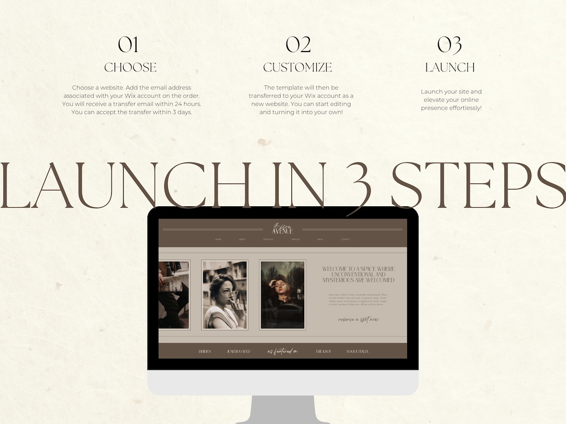 Wix Website Template for Wedding Photographer, Modern Luxe Brown ...